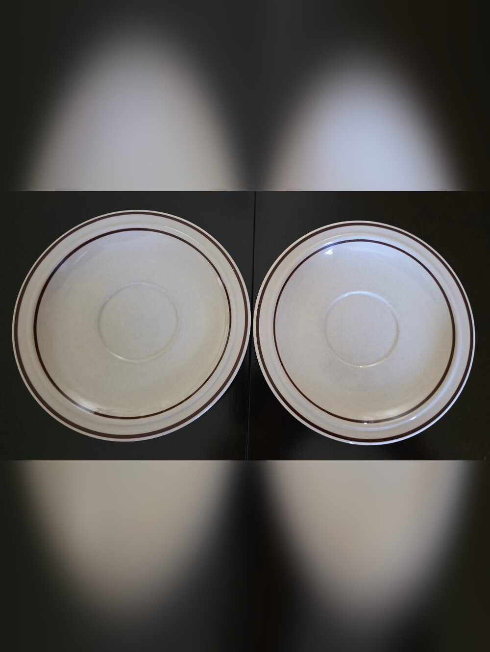 Newcor 6.25" Saucer Set of 2 80s Vintage Cream & Brown